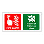 Fire alarm in case of fire break glass sign