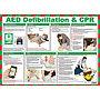 AED defibrillation & CPR first aid poster