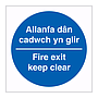 Fire exit keep clear English/Welsh sign