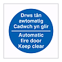 Automatic fire door Keep clear English/Welsh sign