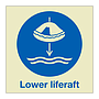 Lower liferaft to the water with text 2019 (Marine Sign)