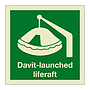 Davit launched liferaft with text 2019 (Marine Sign)