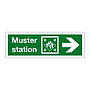 Muster station with right directional arrow 2019 (Marine Sign)