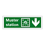 Muster station with down directional arrow 2019 (Marine Sign)