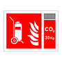 Wheeled fire extinguisher with 30kg CO2 Identification (Marine Sign)