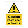 Caution Doors open outwards sign