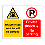 Unauthorised vehicles will be clamped sign