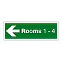 Rooms 1 - 4 arrow left sign