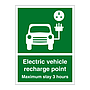 Electric vehicle recharge point 3 hours sign