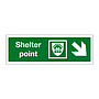 Shelter point with down right directional arrow (Marine Sign)