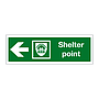 Shelter point with left directional arrow (Marine Sign)