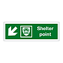 Shelter point with down left directional arrow (Marine Sign)