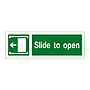 Slide to open with left directional arrow & symbol (Marine Sign)