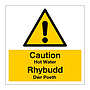 Caution Hot water English/Welsh sign
