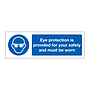 Eye protection is provided for your safety and must be worn (Marine Sign)