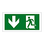 Evacuation route Running man with arrow down (Marine Sign)