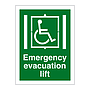 Emergency evacuation lift with text (Marine Sign)