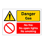 Danger Gas No fire No open lights No smoking (Marine Sign)