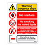 Warning Dangerous cargo No visitors No smoking (Marine Sign)