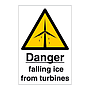 Danger Falling ice from turbines with text (Offshore Wind Sign)