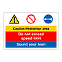 Caution Pedestrian area multi-message sign