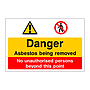Danger Asbestos being removed No unauthorised persons sign