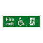 Fire exit with disabled symbol running man right sign