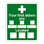 Your first aiders are/located sign