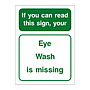 Eye wash is missing sign