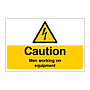 Caution Men working on equipment sign