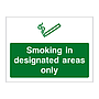 Smoking in designated areas only sign