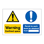Warning confined space permit to work must be obtained sign