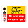 Danger Battery charging in progress multi-message sign