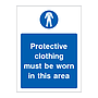 Protective clothing must be worn in this area sign