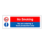 No Smoking you are entering a food production area sign