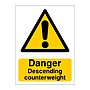 Danger descending counterweight sign