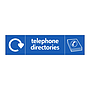 Telephone directories with WRAP recycling logo & icon sign