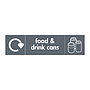 Food & drink cans with WRAP recycling logo & icon sign