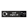 Used engine oil with WRAP recycling logo & icon sign