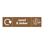 Wood & timber with WRAP recycling logo & icon sign