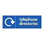 Telephone directories with WRAP recycling logo sign