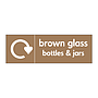 Brown glass bottles & jars with WRAP recycling logo sign