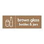 Brown glass bottles & jars with icon sign