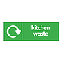 Kitchen waste with WRAP recycling logo sign