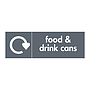 Food & drink cans with WRAP recycling logo sign