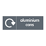Aluminium cans with WRAP recycling logo sign