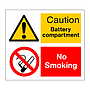 Caution Battery compartment No Smoking (Marine Sign)