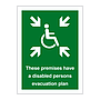 Disabled persons evacuation plan sign