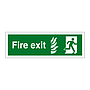 Fire exit with flames symbol running man sign