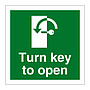 Turn key to open clockwise sign